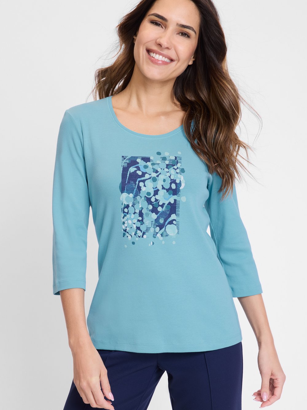 Olsen Langarmshirt Damen Baumwolle bedruckt