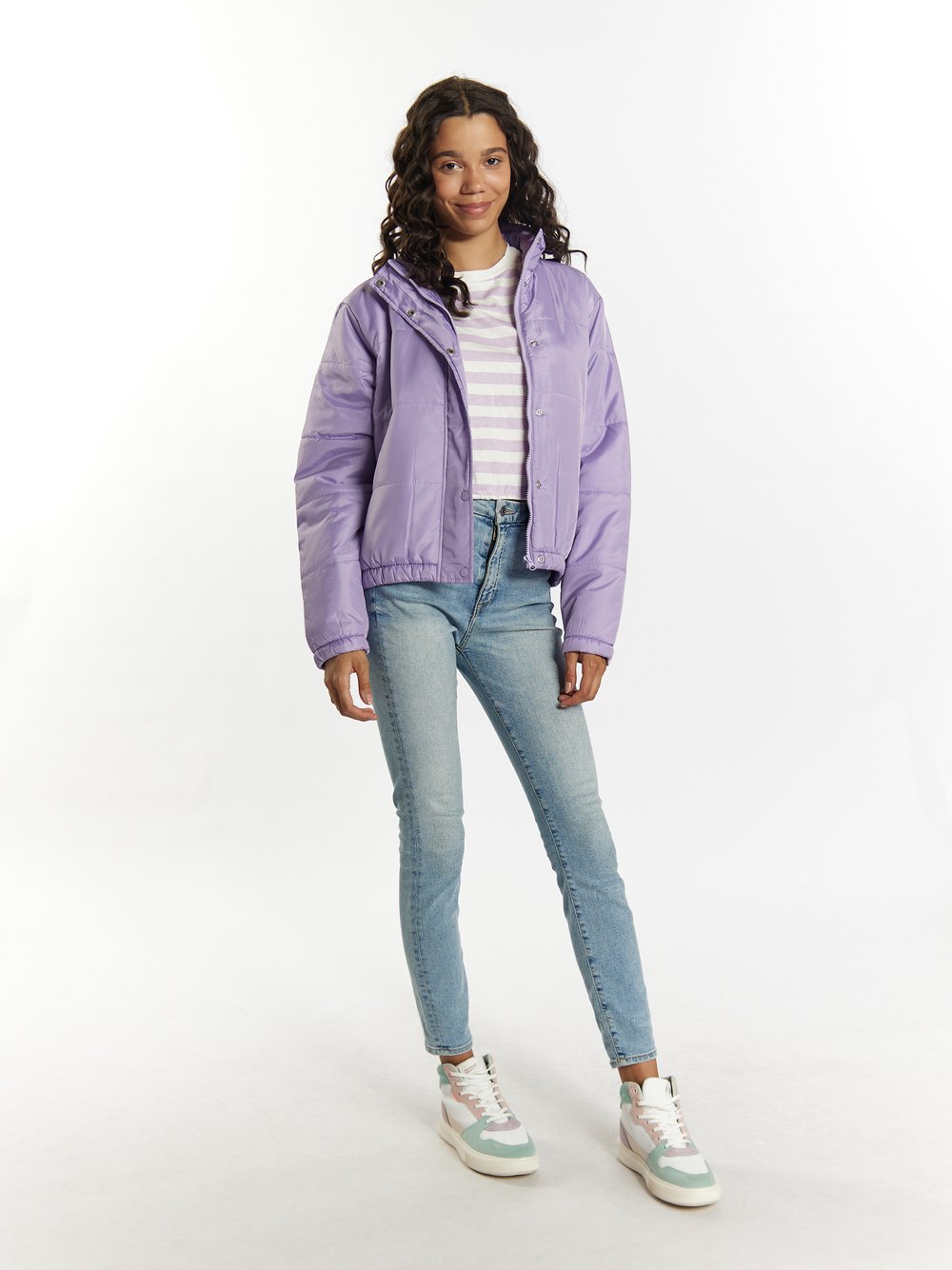 MyMo Leicht wattierte Blousonjacke Damen gestreift