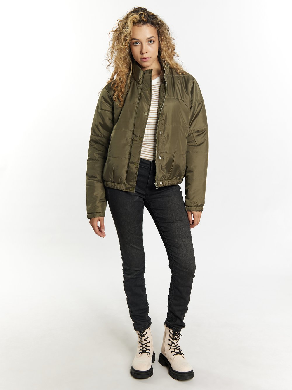 MyMo Leicht wattierte Blousonjacke Damen gestreift