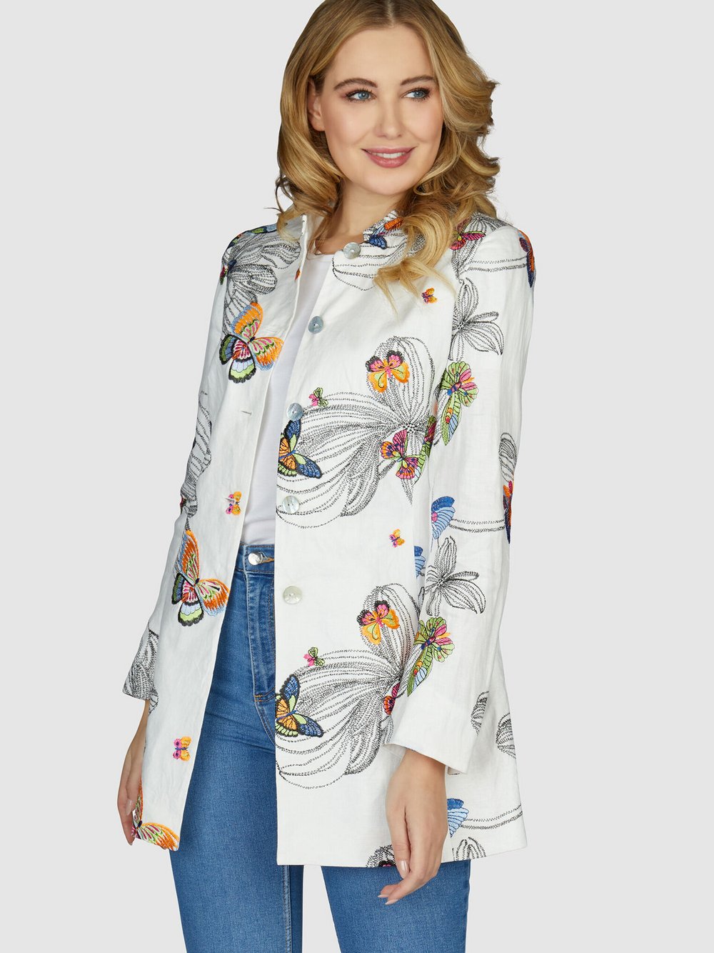 Label Blazer Damen Leinen