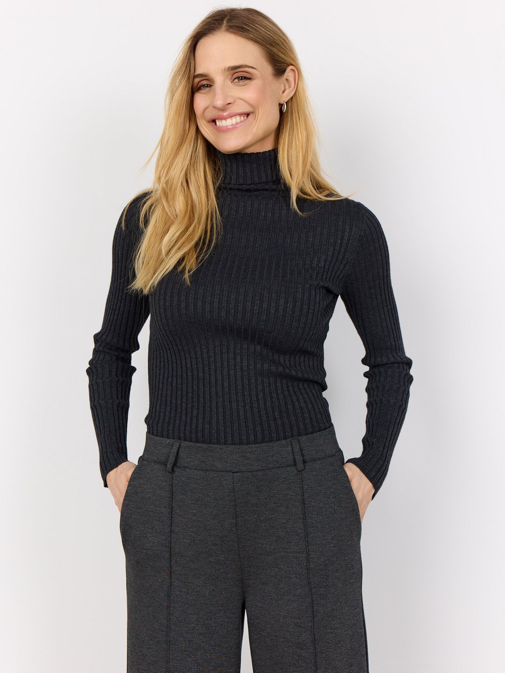 soyaconcept® Strickpullover Damen Viskose meliert