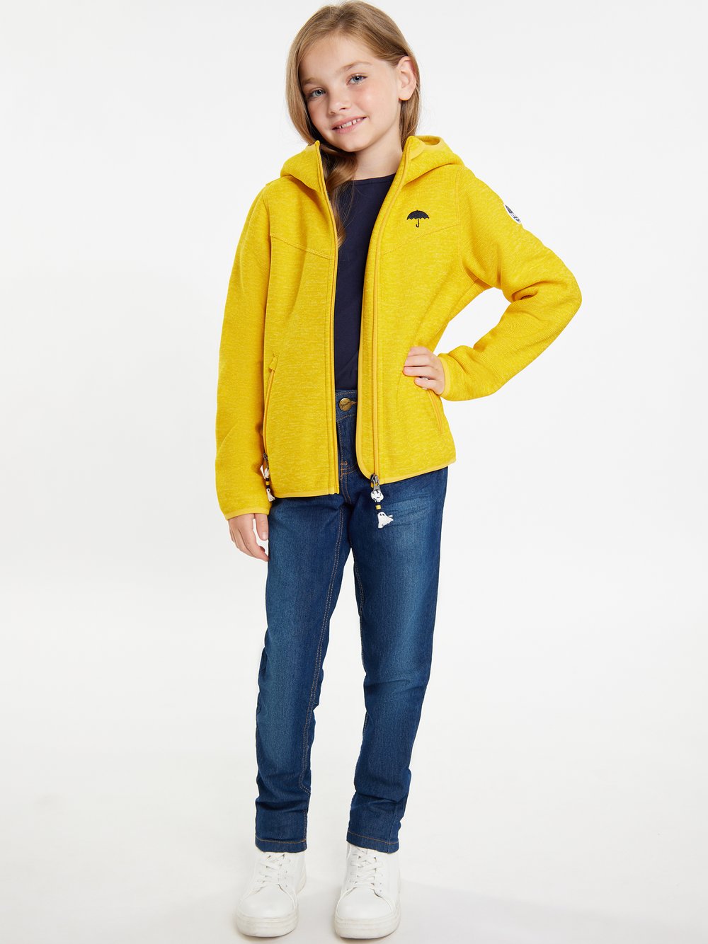 Schmuddelwedda Mädels Strickfleeceblouson mit Teddyfutter Mädchen meliert