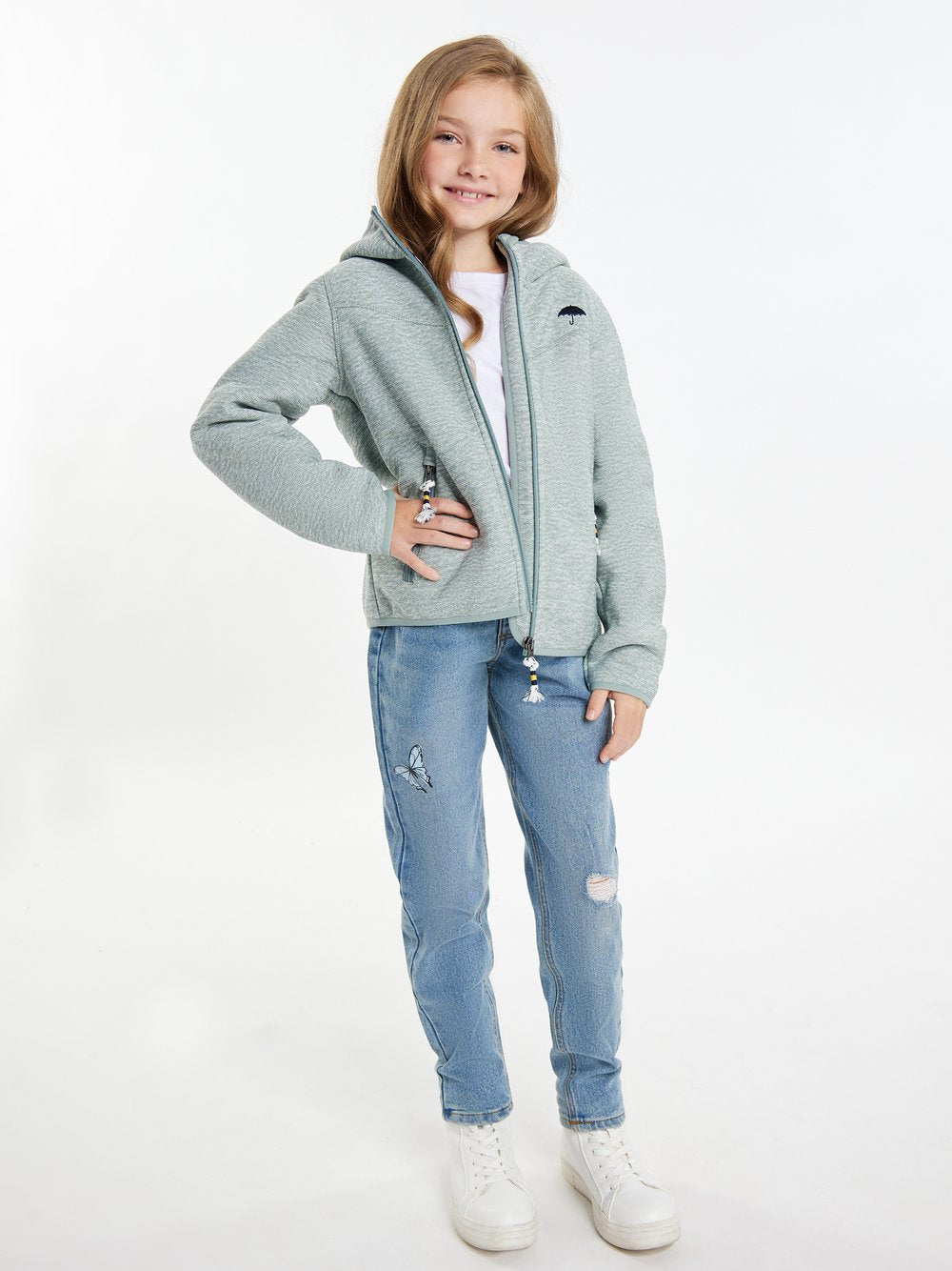 Schmuddelwedda Mädels Strickfleeceblouson mit Teddyfutter Mädchen meliert