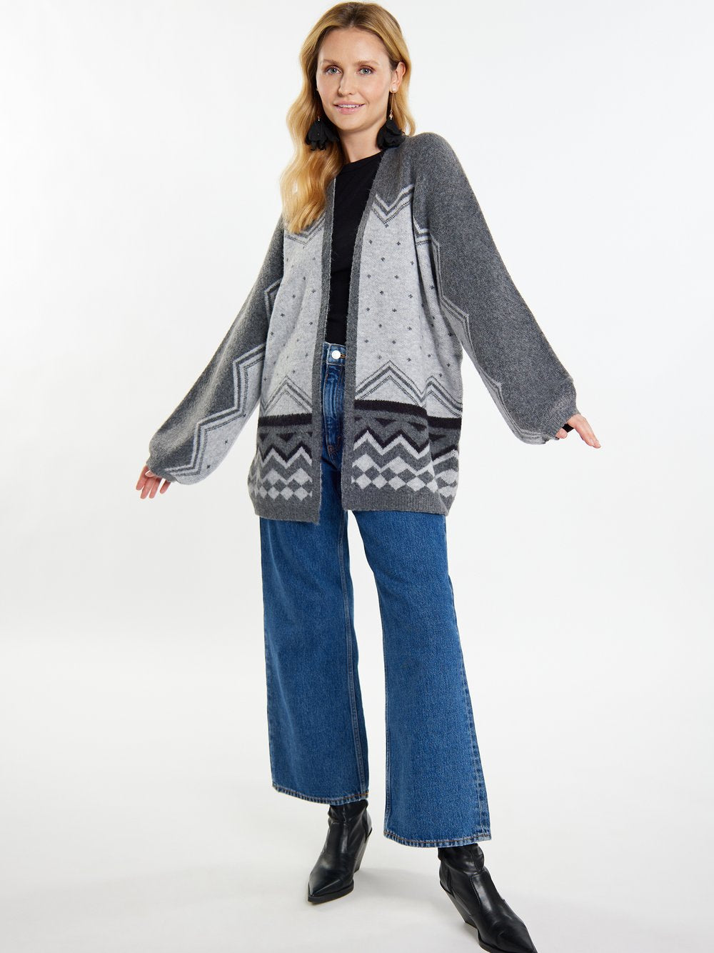 Usha Strickcardigan Damen gemustert