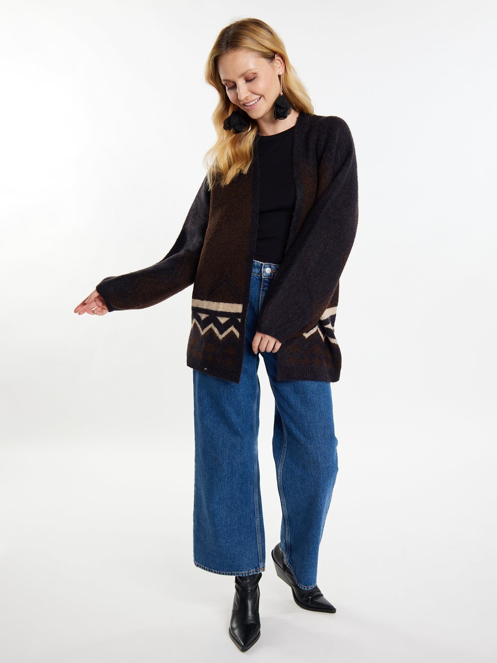 Usha Strickcardigan Damen gemustert