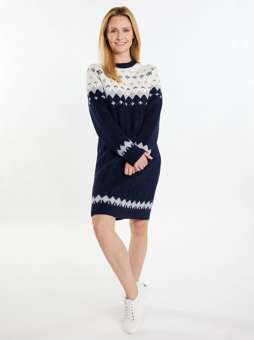 Usha Strickkleid Damen gemustert