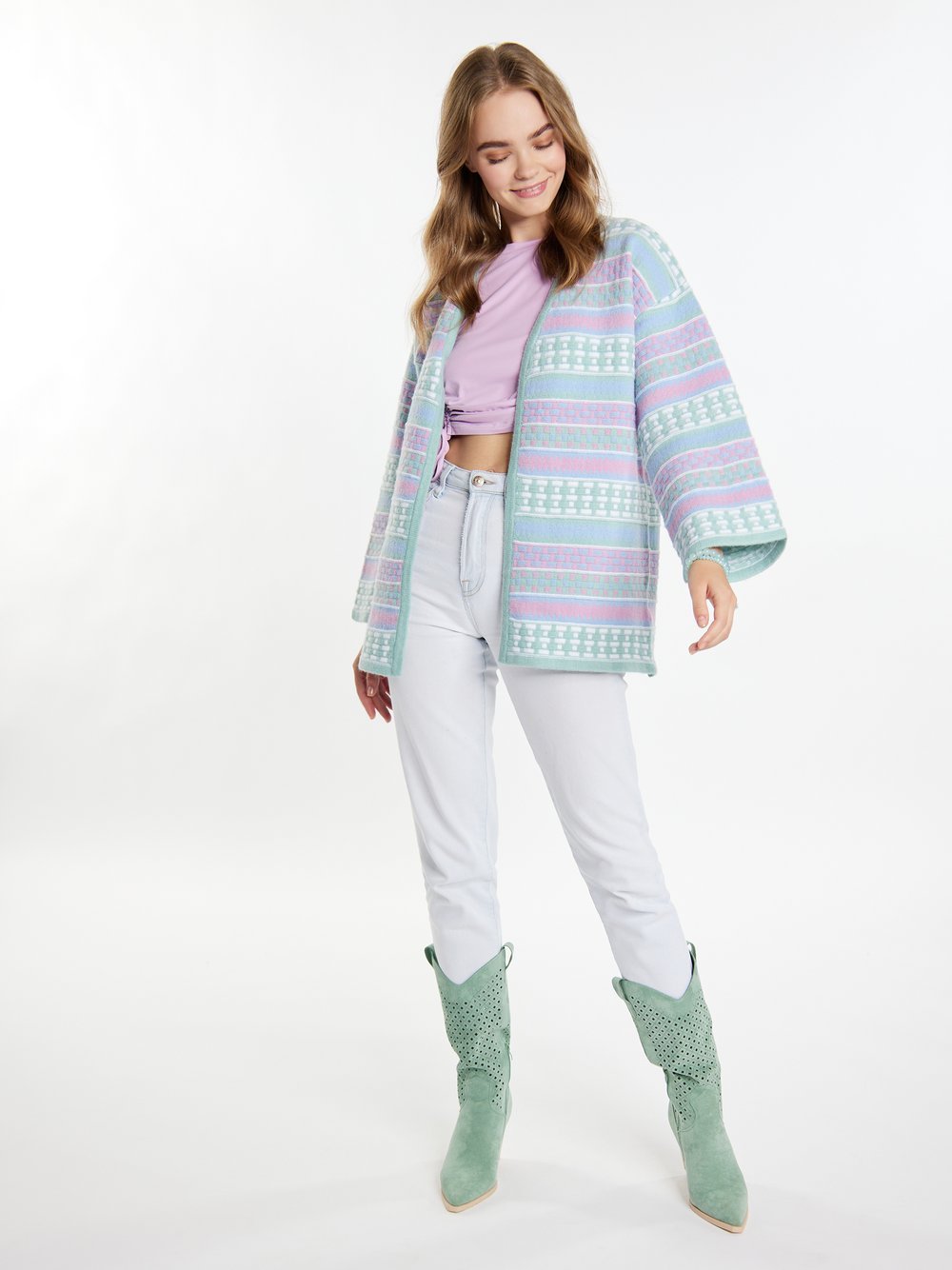 IZIA Strickjacke Damen Polyamid gemustert