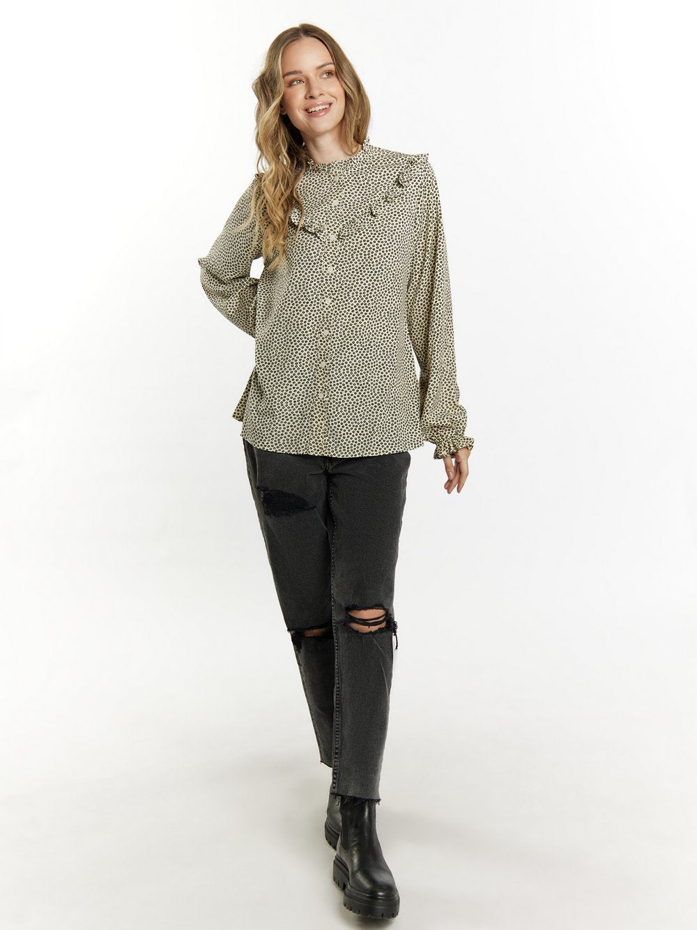 Dreimaster Langarmbluse Damen bedruckt