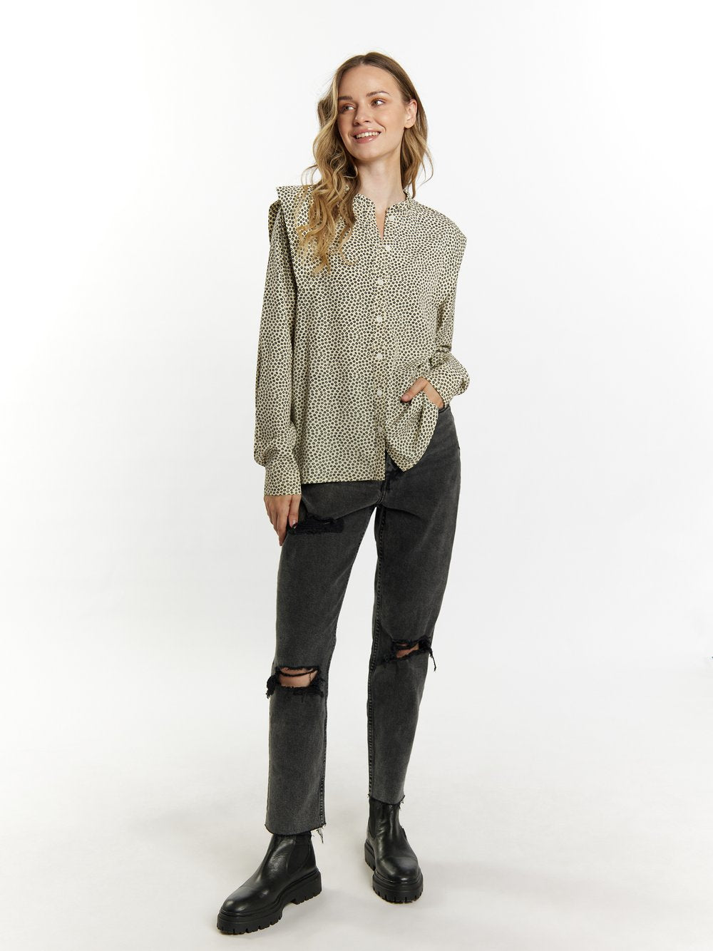 Dreimaster Langarmbluse Damen bedruckt