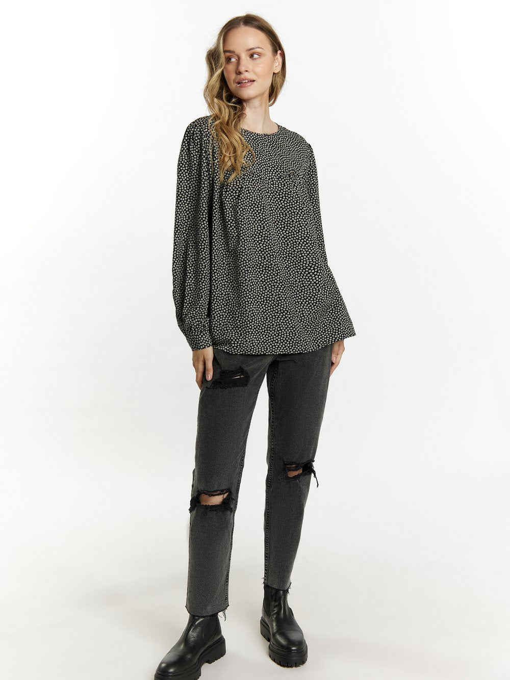 Dreimaster Langarmbluse Damen bedruckt