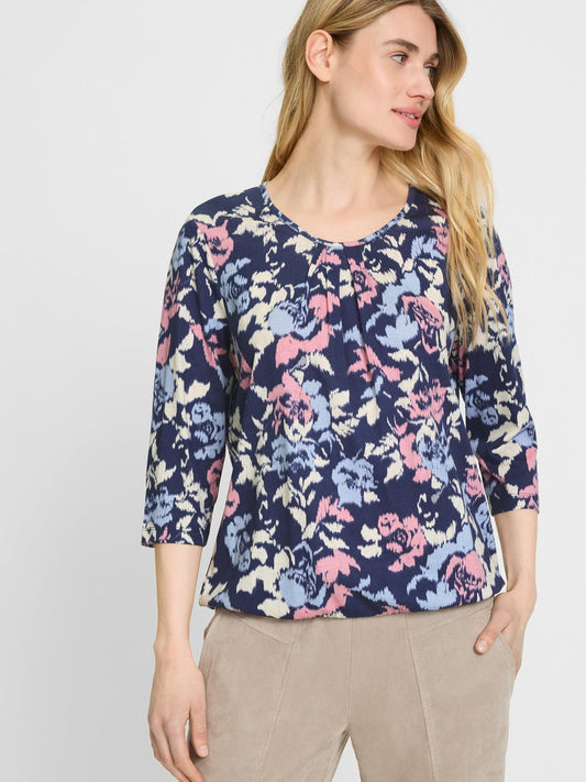 Olsen Langarmshirt Damen Baumwolle gemustert