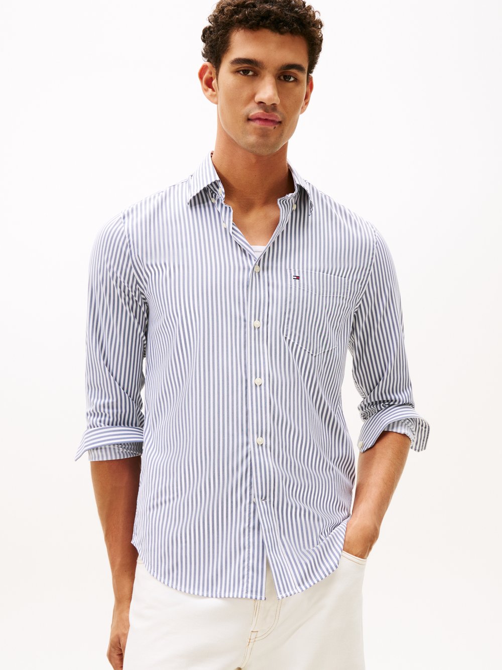 Tommy Hilfiger Hemd Herren Modern Fit Polyamid gestreift