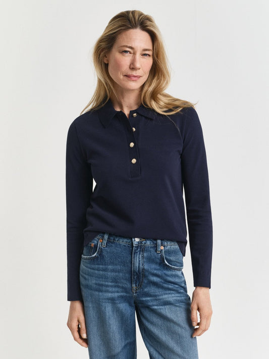 Gant Langarm-Poloshirt Damen Baumwolle