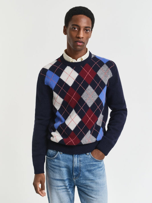 Gant Strickpullover mit Wollanteil Herren Polyamid kariert