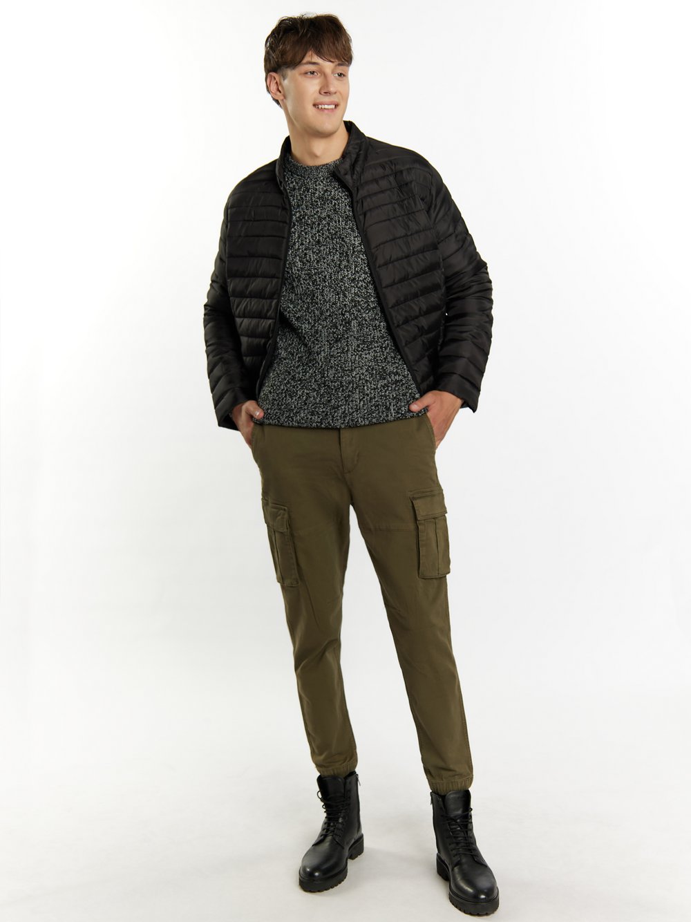 Mo leichte Steppjacke Herren gestreift