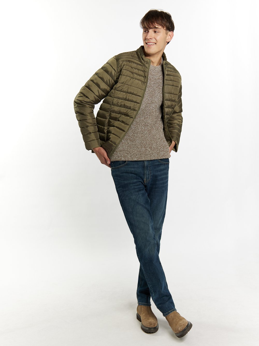 Mo leichte Steppjacke Herren gestreift