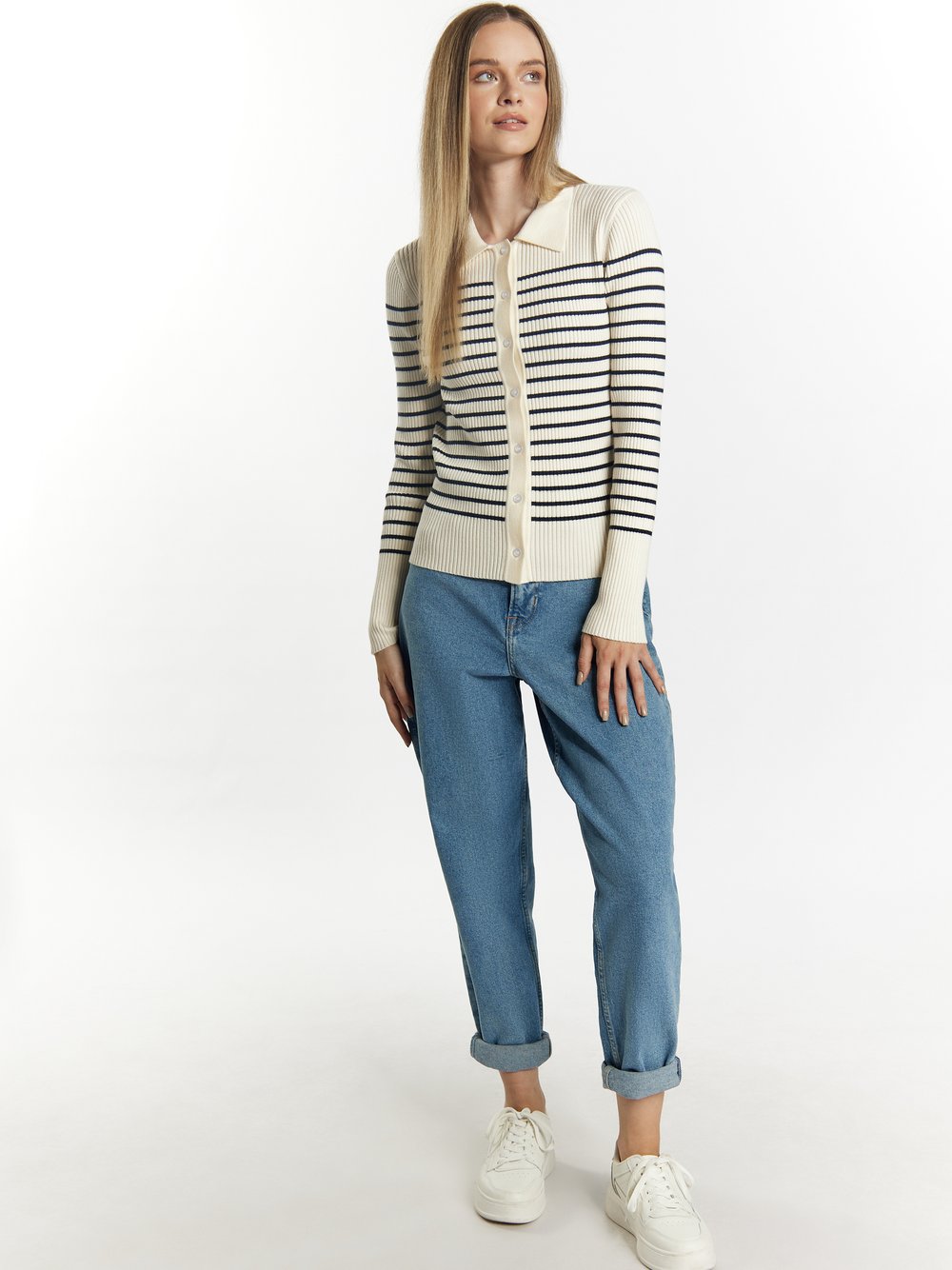 Dreimaster Strickjacke Damen Viskose gestreift