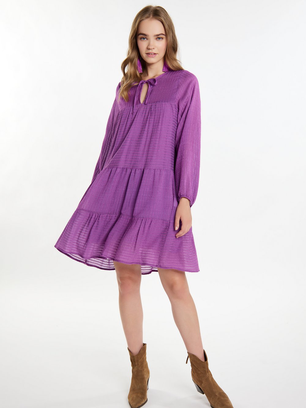 IZIA Midikleid im Streifendesign Damen Viskose gestreift