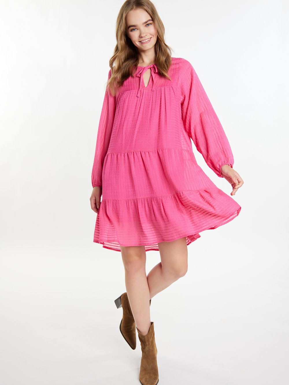 IZIA Midikleid im Streifendesign Damen Viskose gestreift