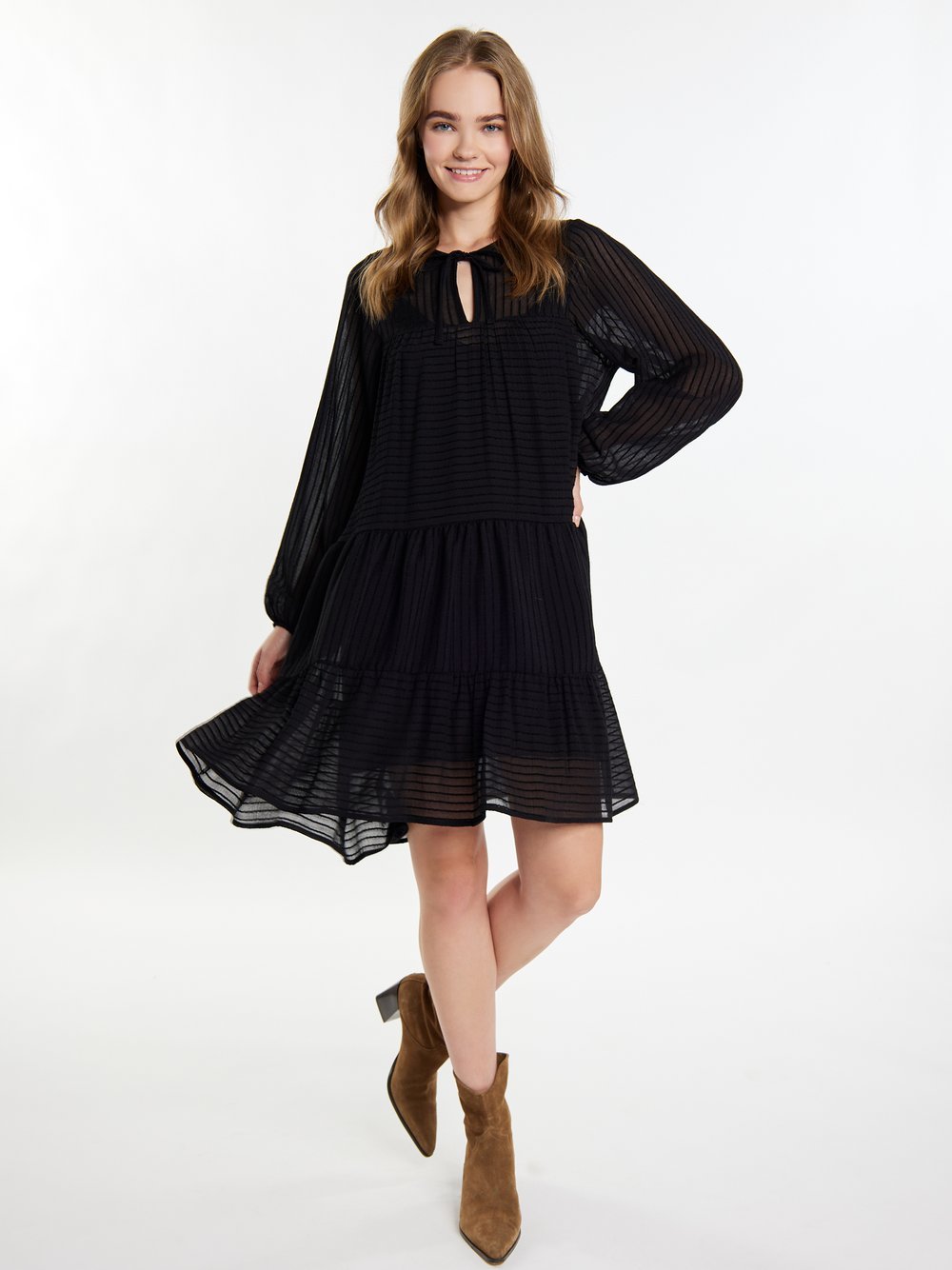 IZIA Midikleid im Streifendesign Damen Viskose gestreift