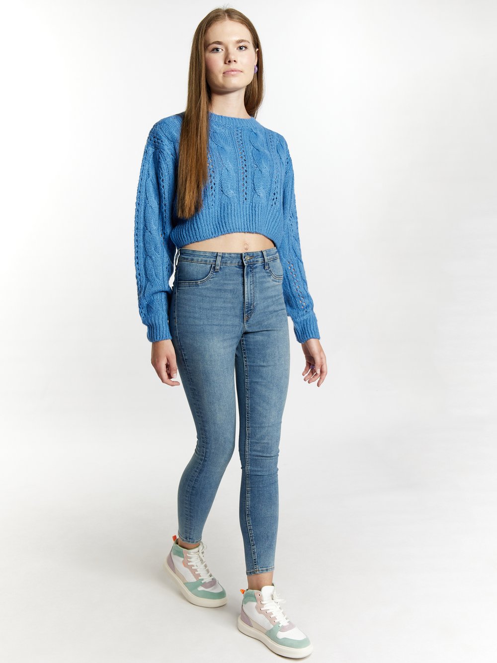 MyMo Kurzer Strickpullover Damen gemustert