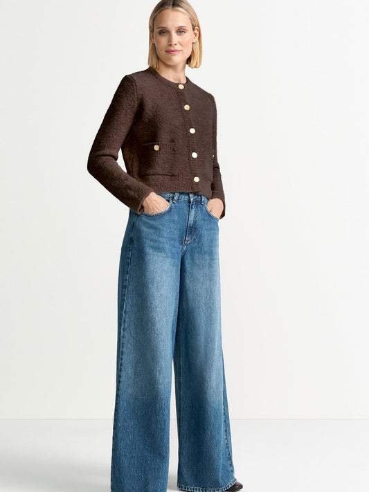 Rich & Royal Bouclé-Strickjacke mit Woll-Anteil Damen