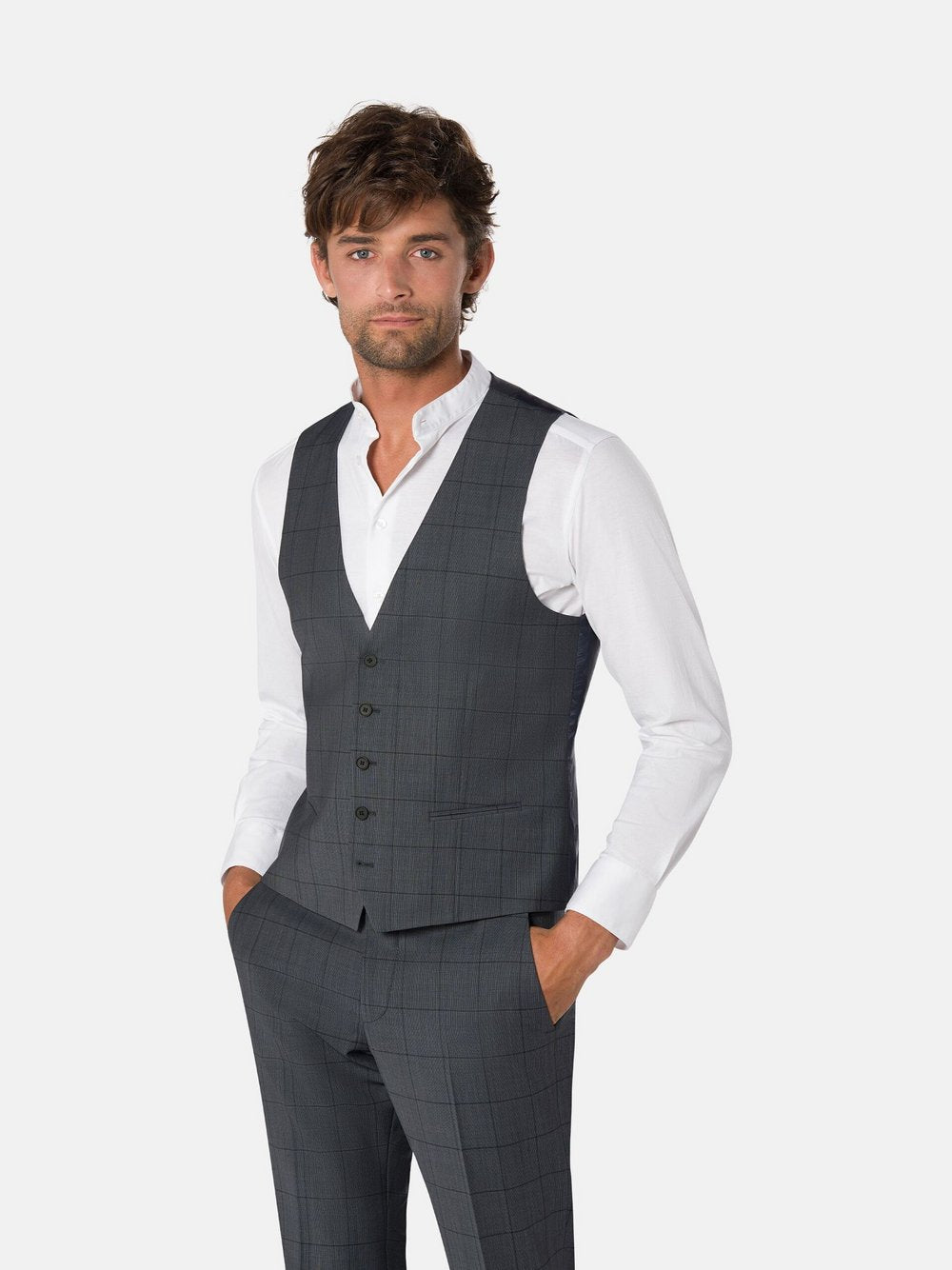 Benvenuto Anzugweste UMBERTO Herren Slim Fit gemustert