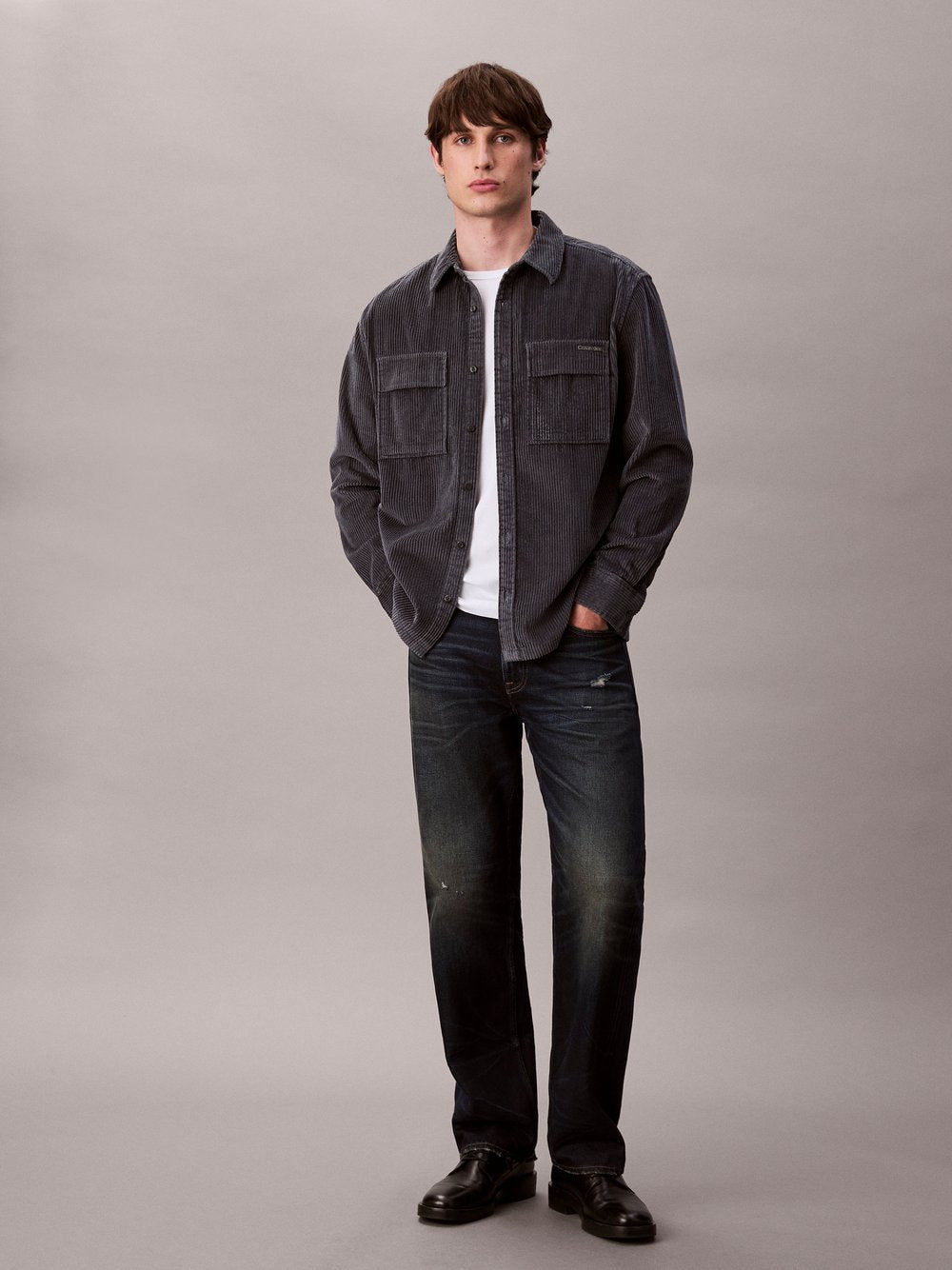 Calvin Klein Jeans Cordhemd Herren Comfort Fit Baumwolle