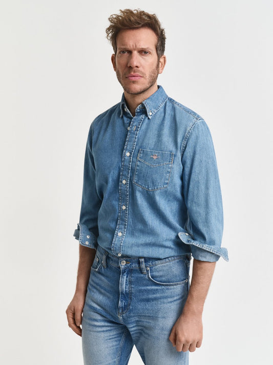Gant Jeanshemd Herren Regular Fit Baumwolle