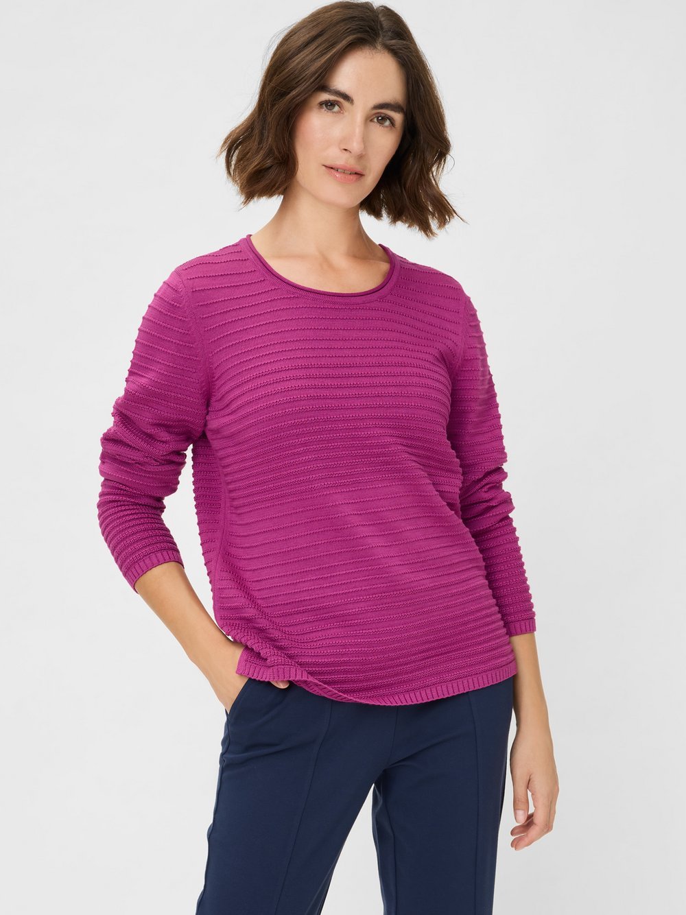 Olsen Strickpullover Damen Baumwolle strukturiert