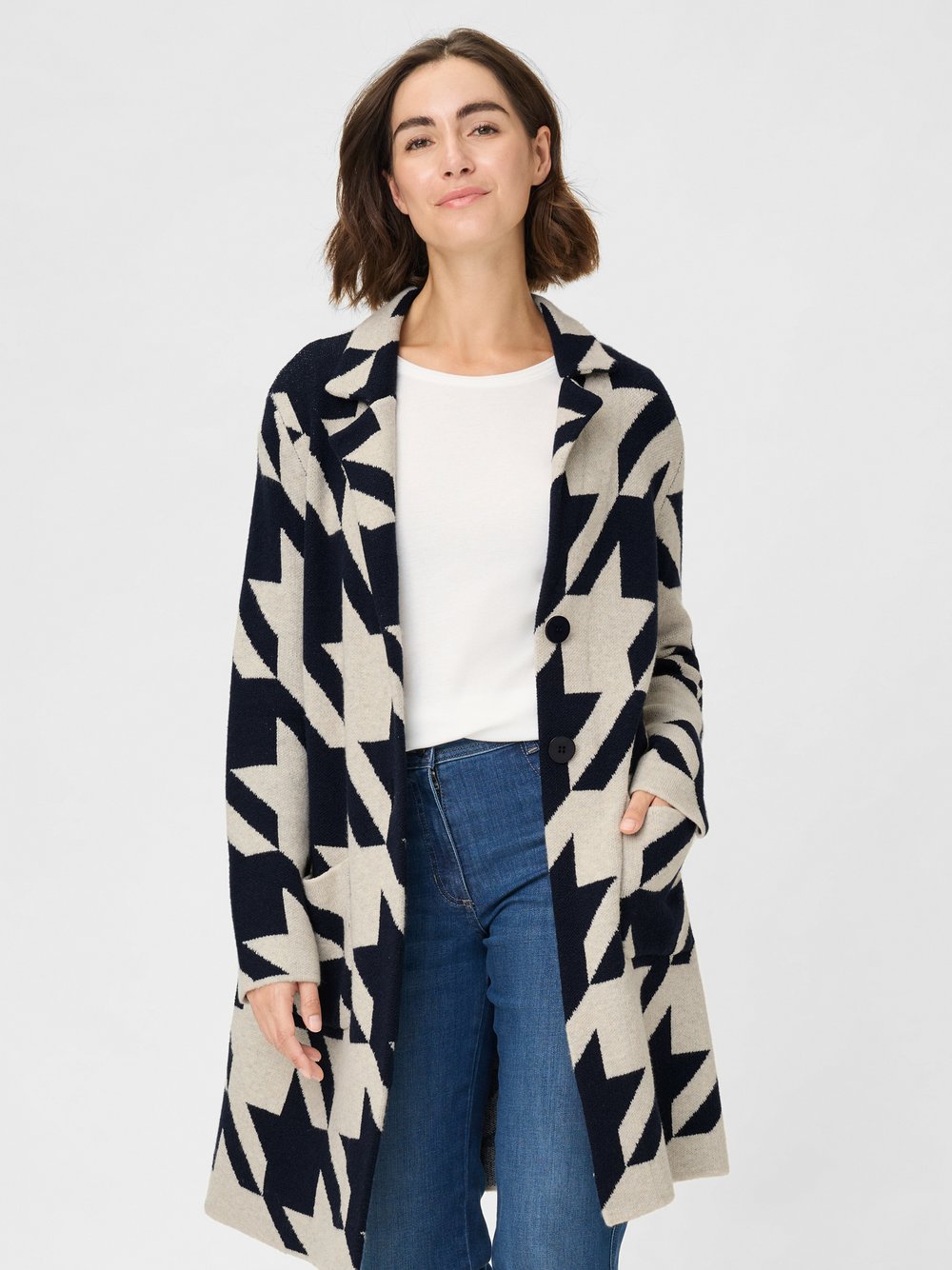 Olsen Strickjacke mit Wolle Damen gemustert