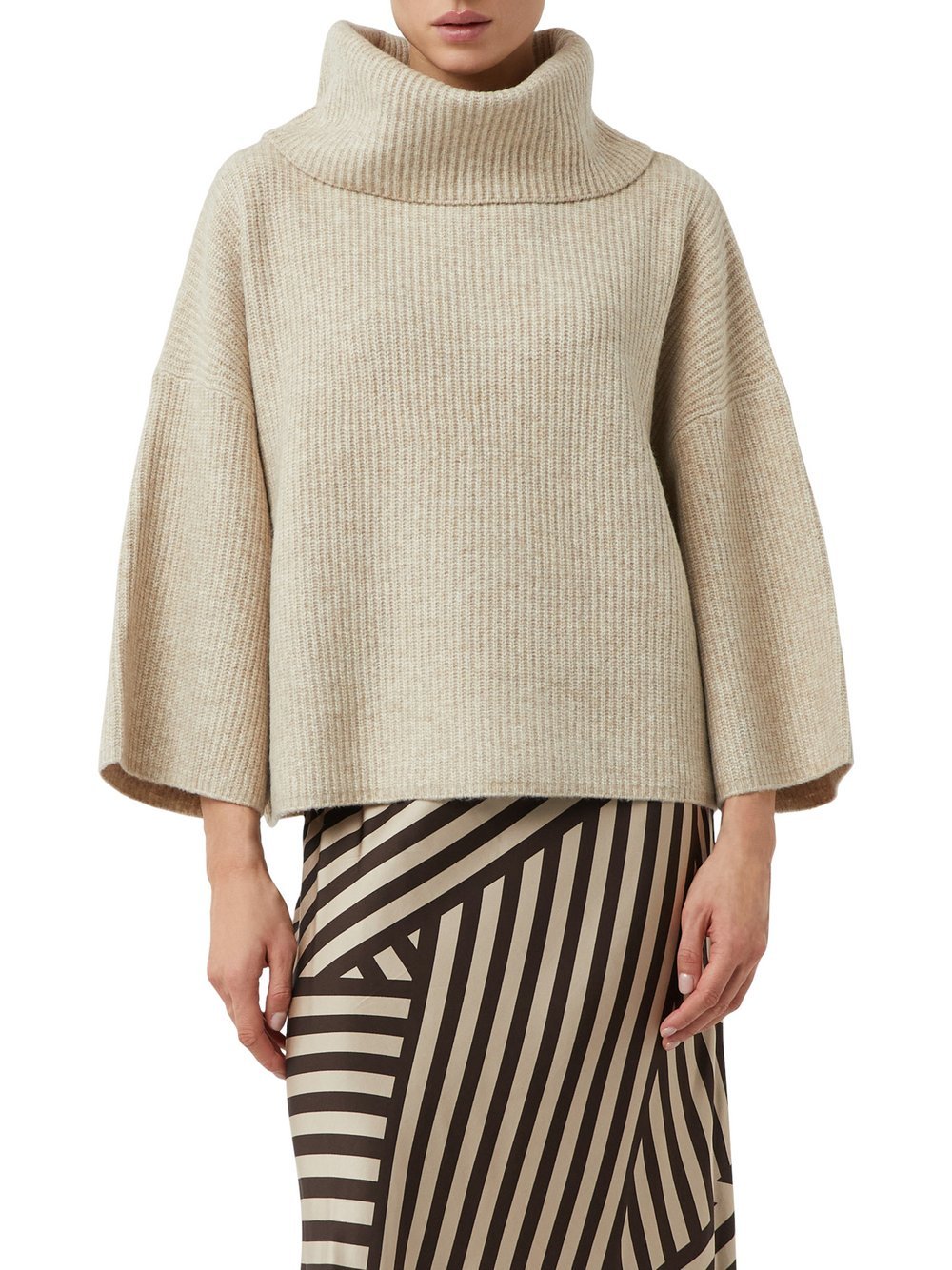 comma Strickpullover Damen Rippe meliert