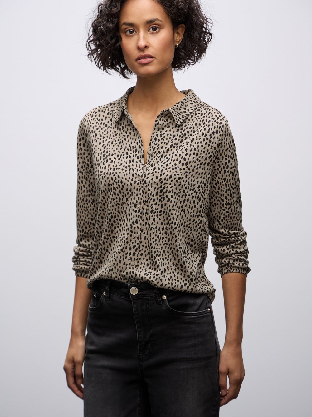 Street One Jerseybluse Damen Baumwolle gepunktet