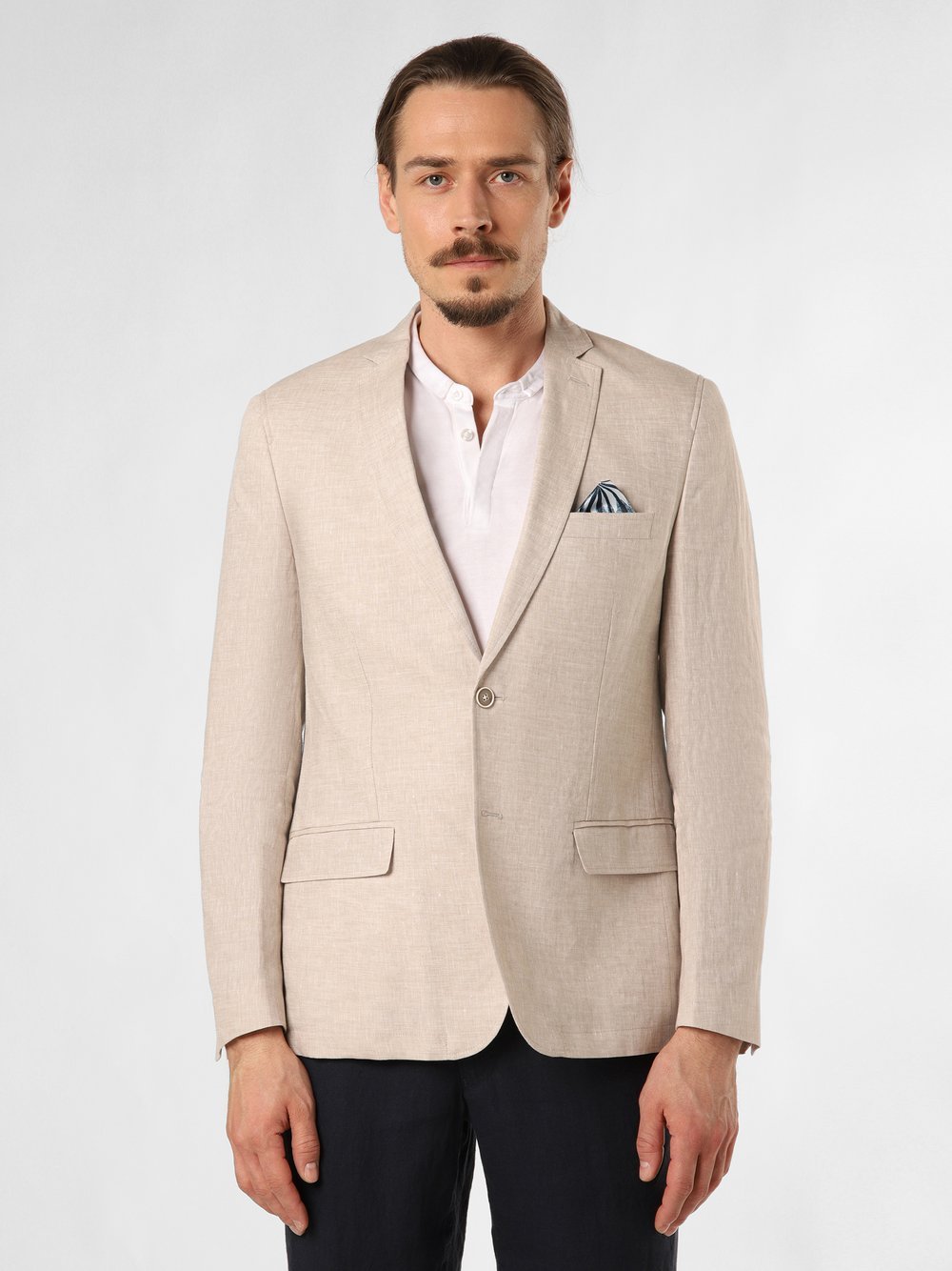 Nils Sundström Leinensakko Herren Modern Fit meliert