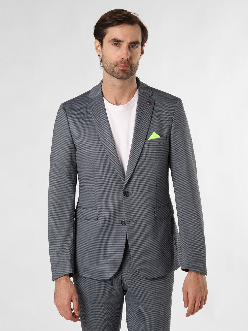 Finshley & Harding London Baukasten-Sakko Herren Slim Fit Jersey gemustert