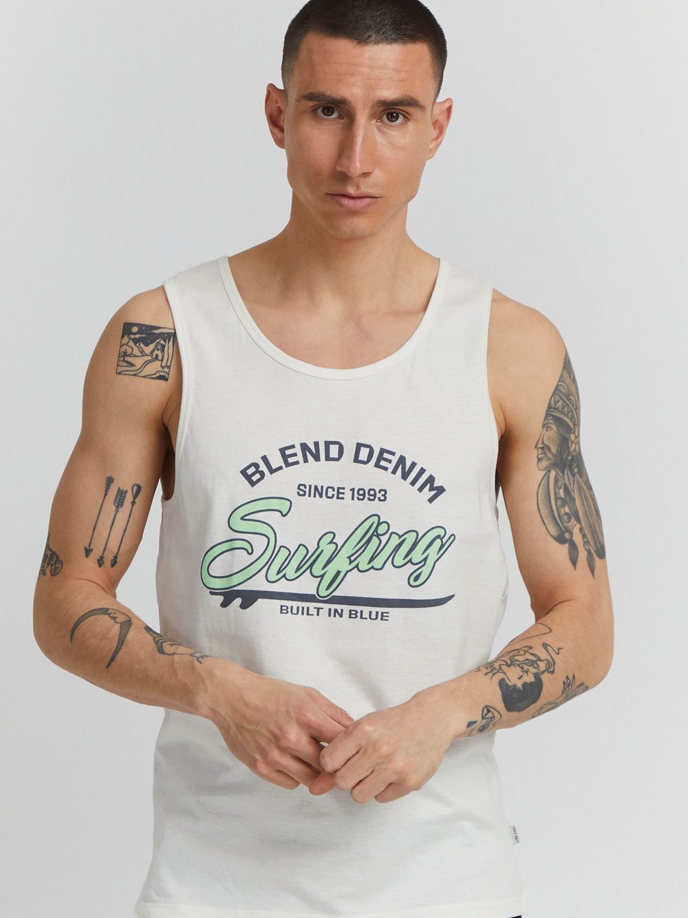 BLEND Trägertop Herren Baumwolle bedruckt