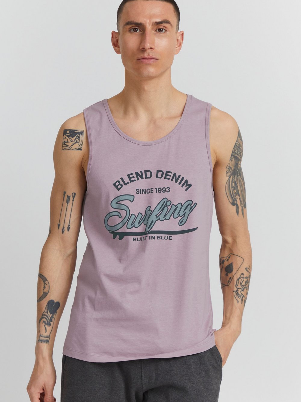 BLEND Trägertop Herren Baumwolle bedruckt