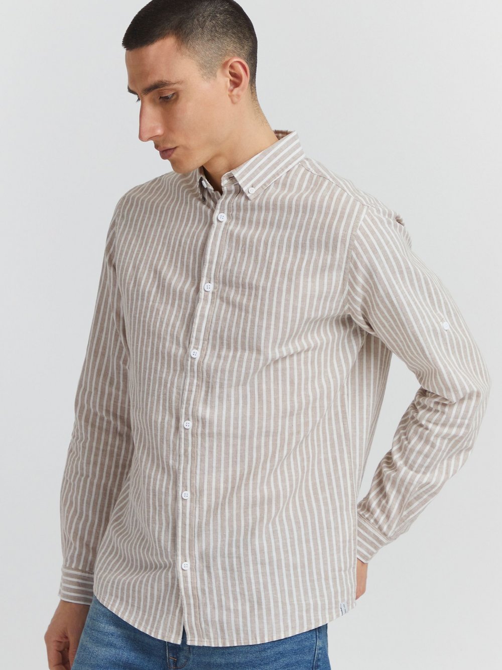 Indicode Langarmhemd Herren Regular Fit gestreift