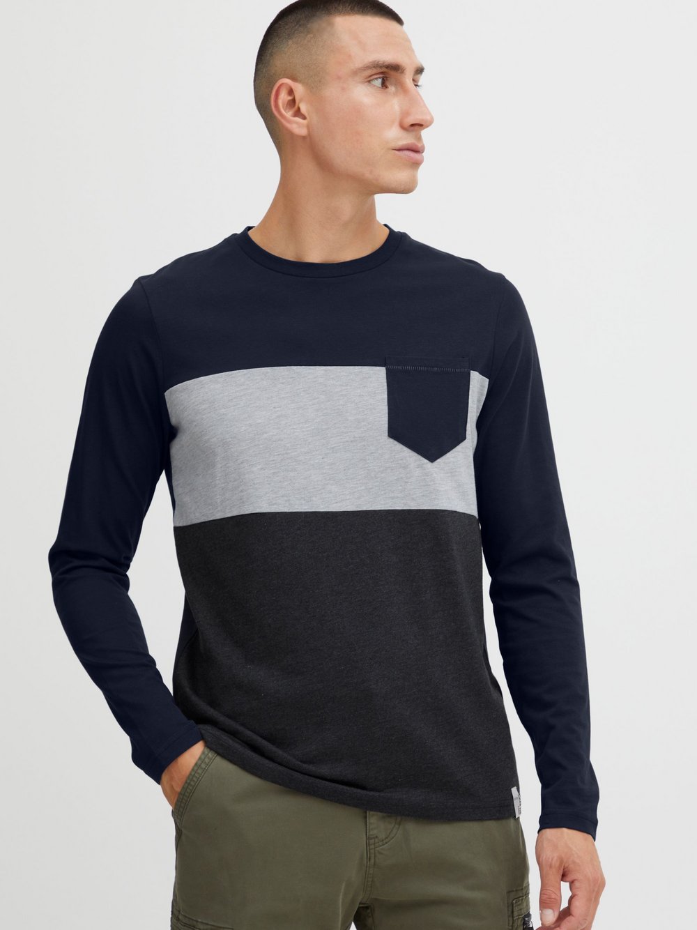 Indicode Langarmshirt Herren Baumwolle gemustert