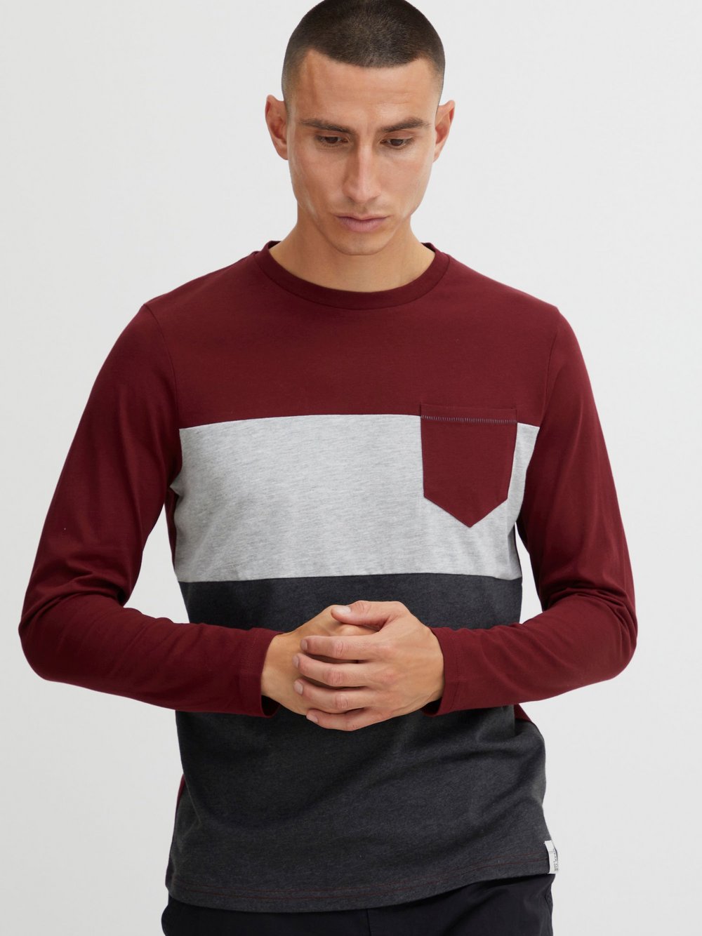 Indicode Langarmshirt Herren Baumwolle gemustert