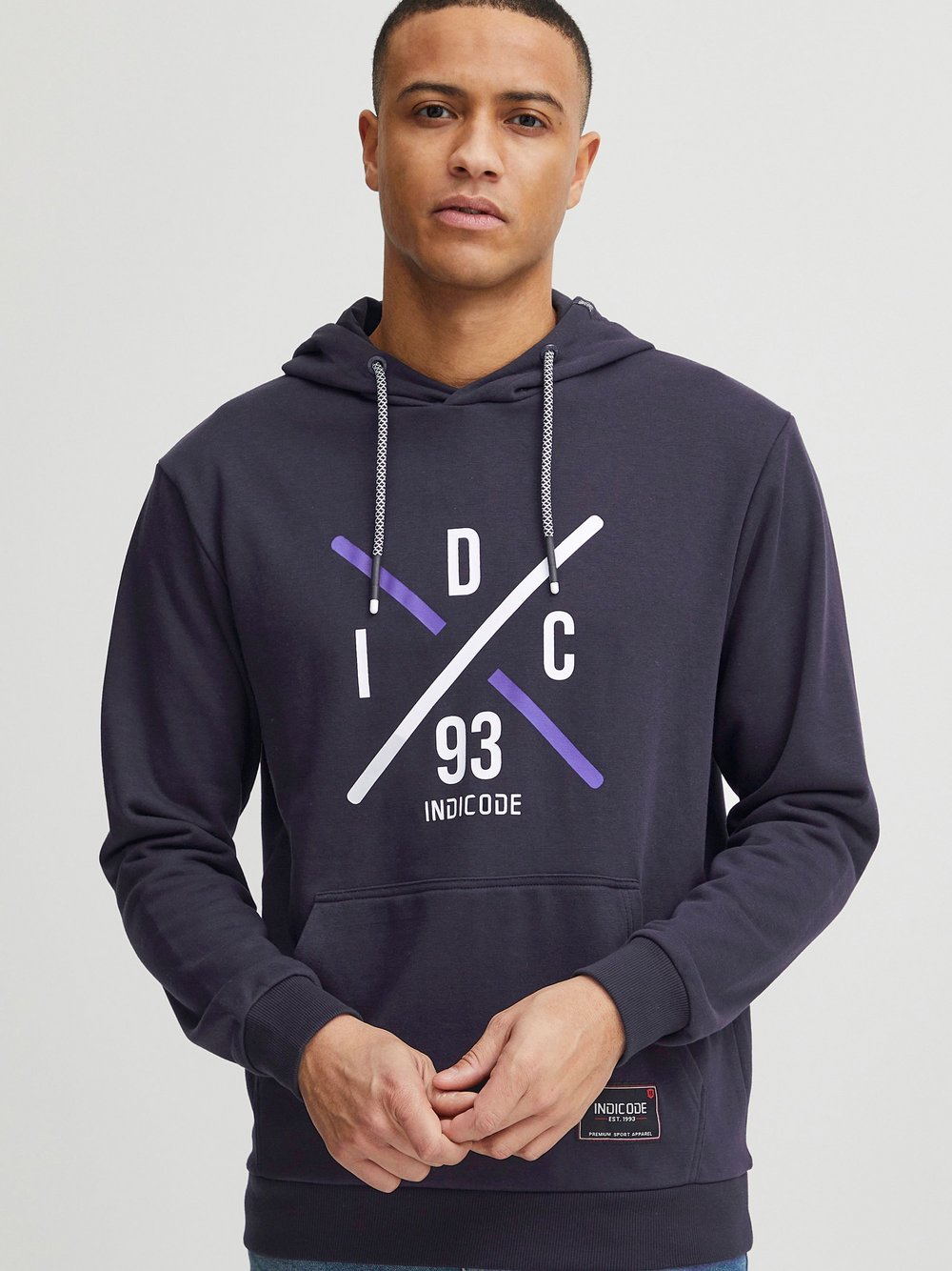 Indicode Hoodie Herren Baumwolle bedruckt