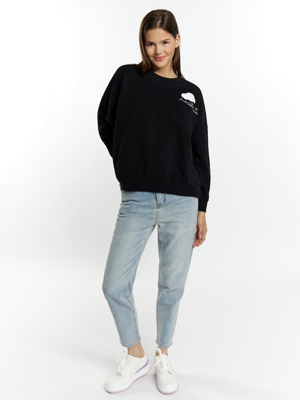 MyMo Sweatshirt mit Rundhalsausschnitt Damen Baumwolle bedruckt