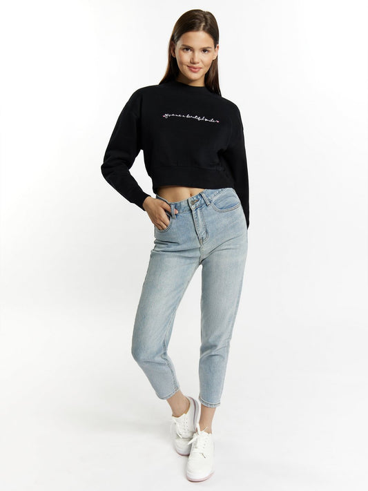 MyMo Sweatshirt kurz Damen Baumwolle bedruckt