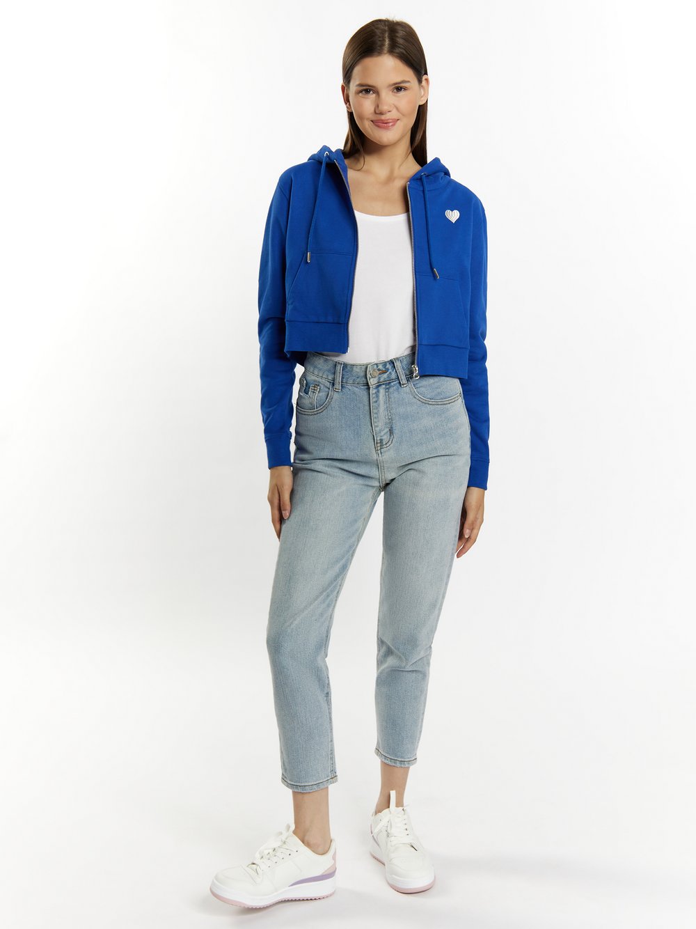 MyMo Kapuzenpullover mit Reißverschluss Damen Baumwolle