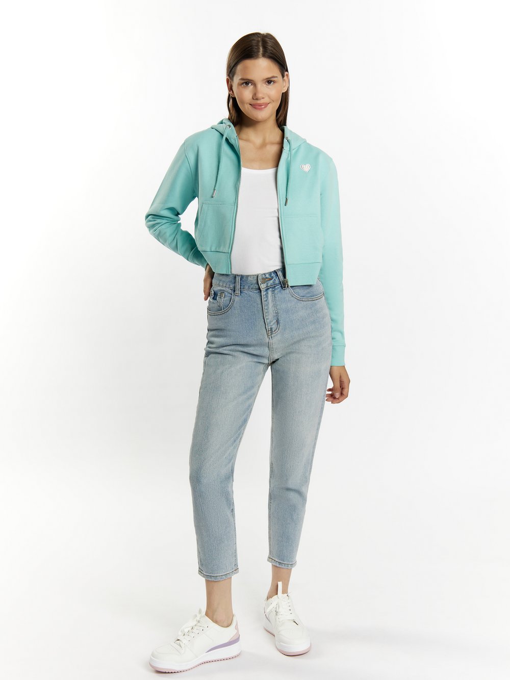 MyMo Kapuzenpullover mit Reißverschluss Damen Baumwolle