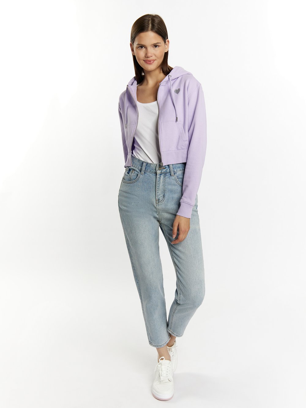 MyMo Kapuzenpullover mit Reißverschluss Damen Baumwolle