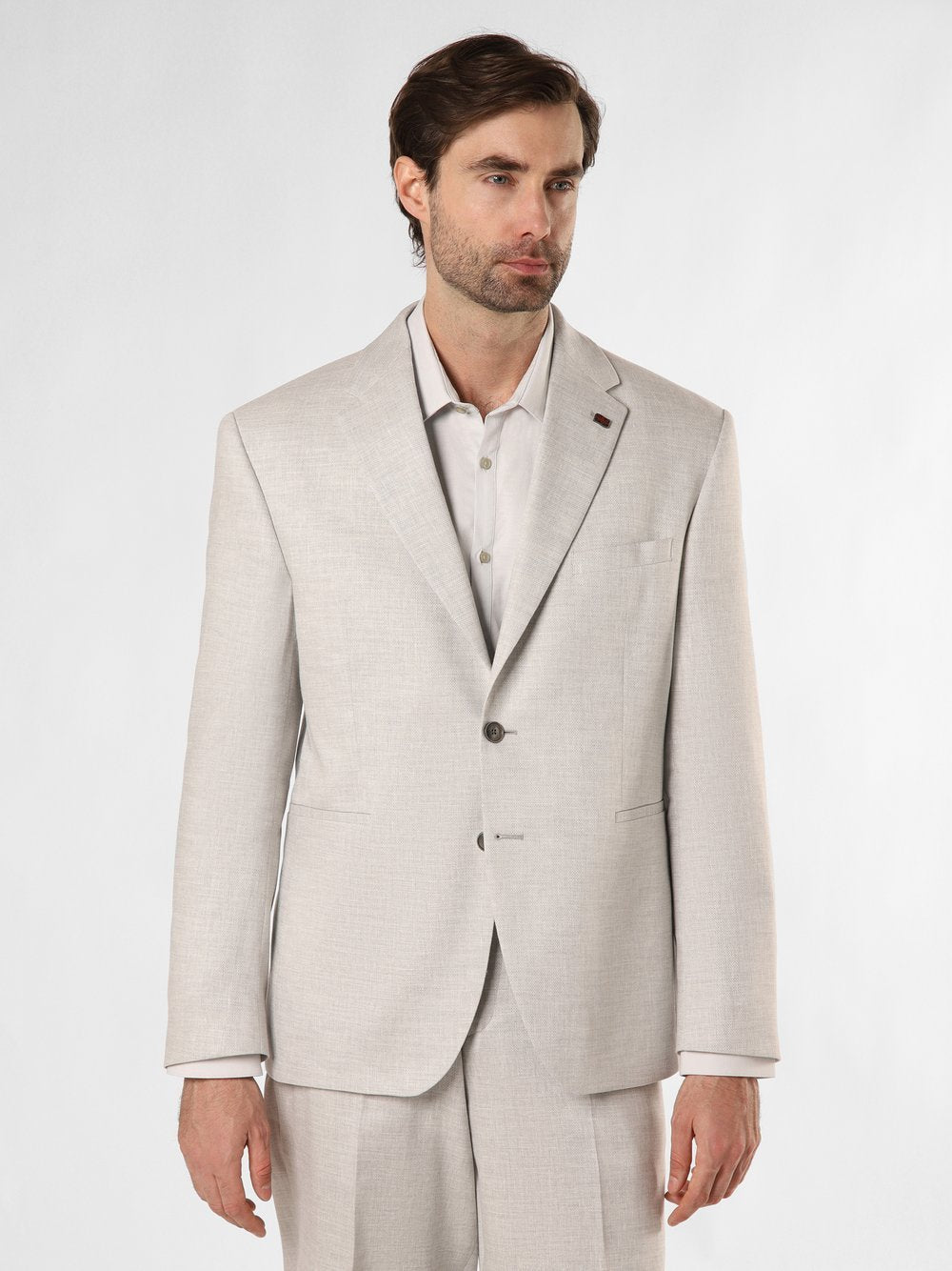 Finshley & Harding London Baukasten-Sakko mit Leinen-Anteil Herren Comfort Fit meliert