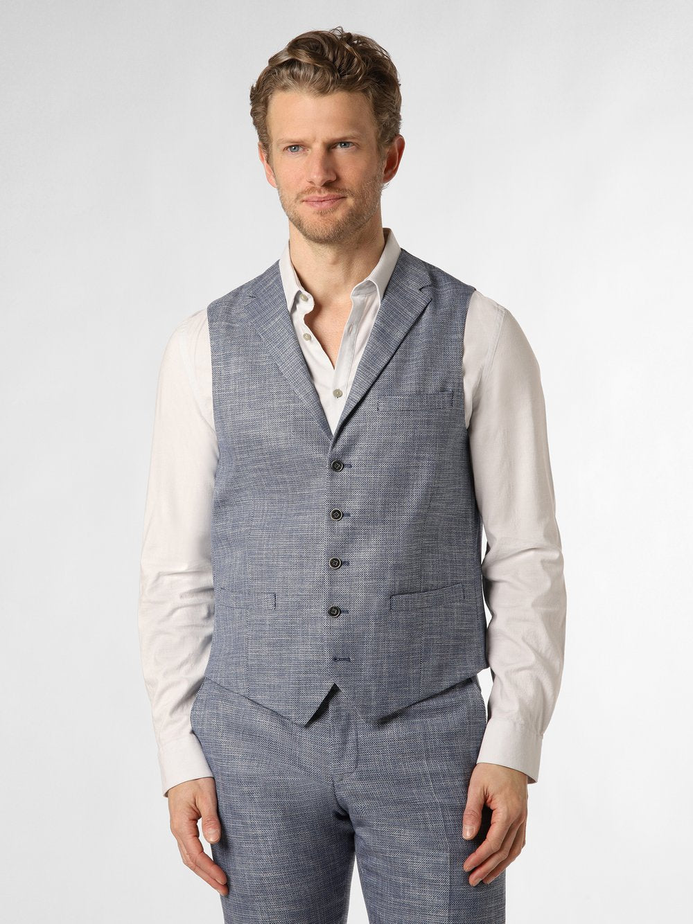 Finshley & Harding Baukasten-Weste Herren Modern Fit Viskose strukturiert