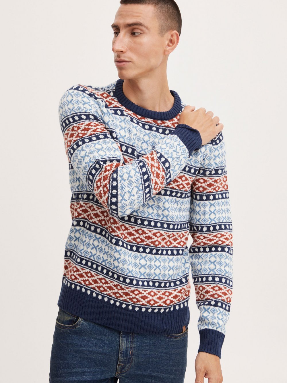 Indicode Strickpullover Herren Baumwolle meliert