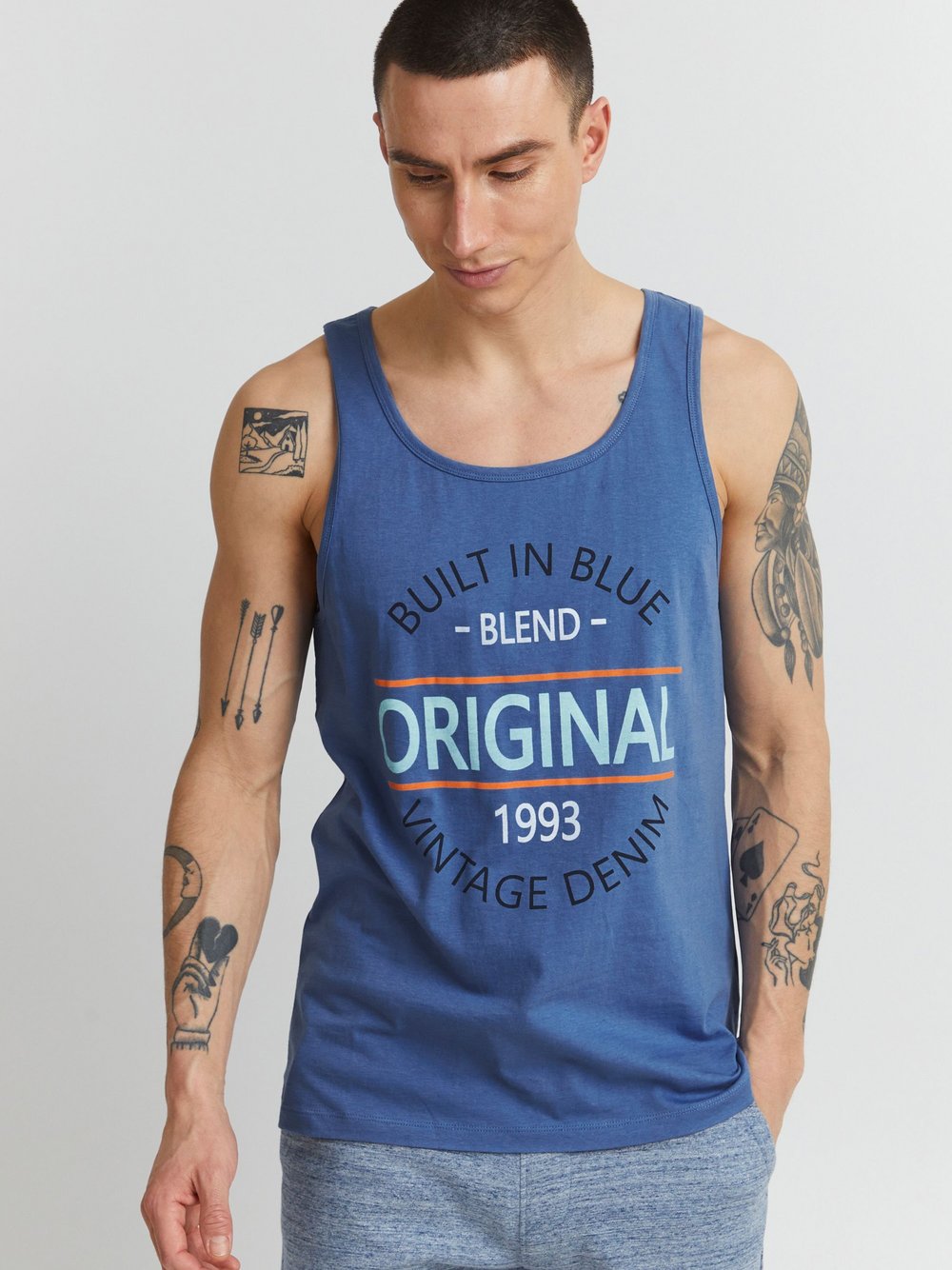 Solid Tanktop Herren Baumwolle bedruckt